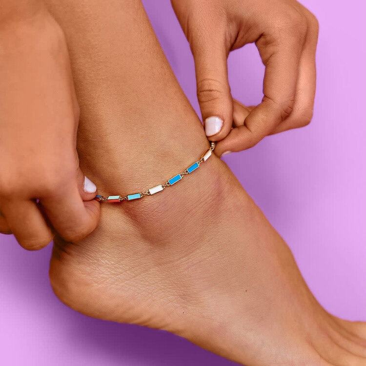 Pura Vida Pura Vida Enamel Bar Chain Anklet | Gold