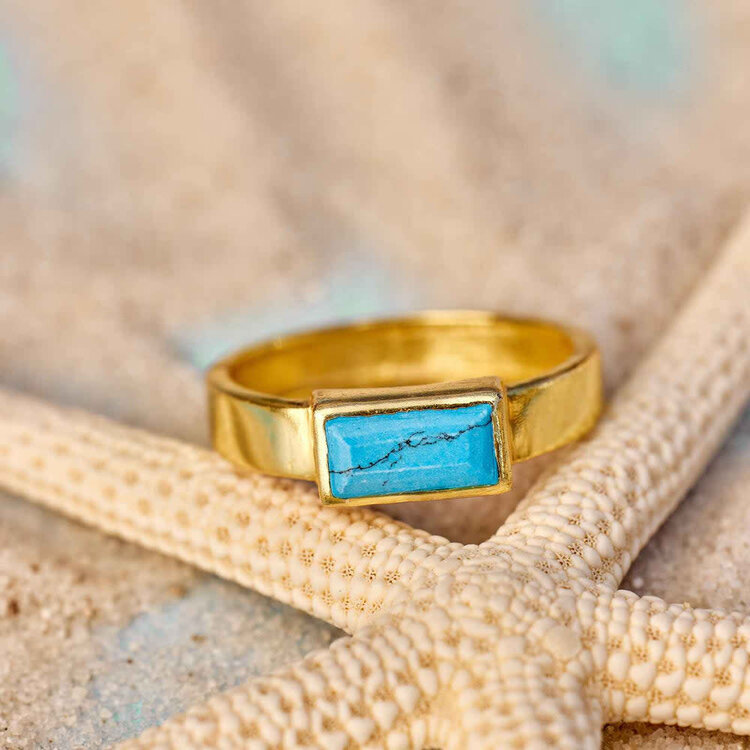 Pura Vida Pura Vida Tulum Turquoise Ring | Gold
