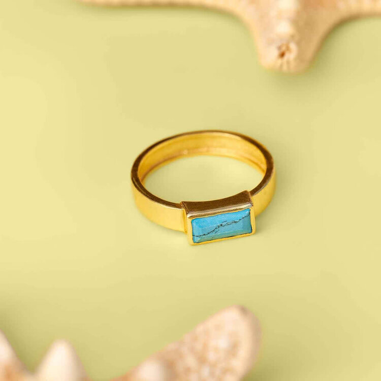 Pura Vida Pura Vida Tulum Turquoise Ring | Gold
