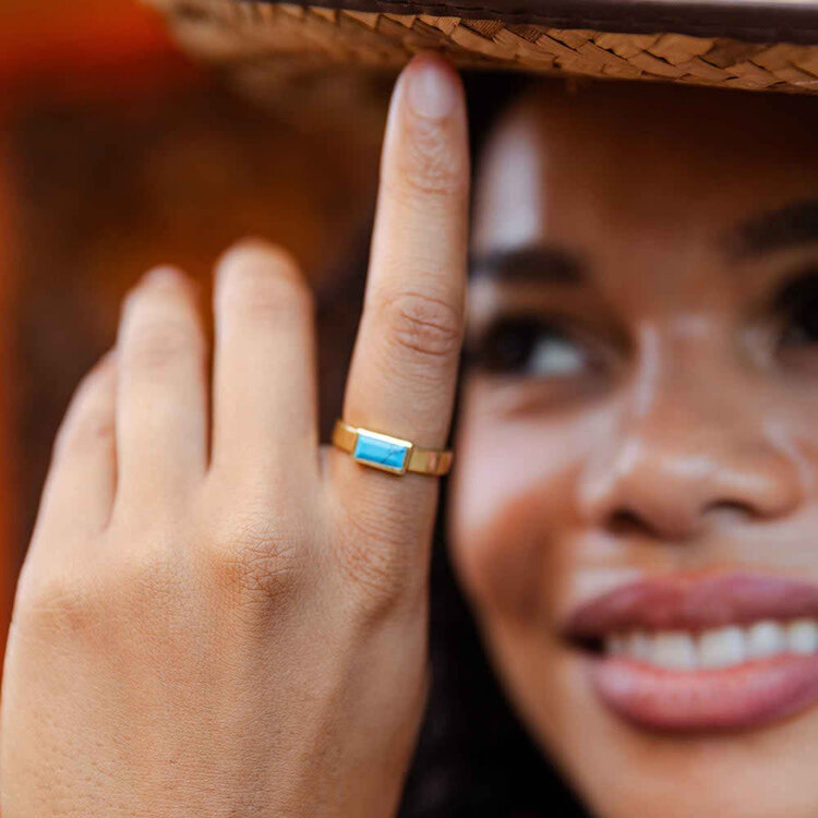 Pura Vida Pura Vida Tulum Turquoise Ring | Gold