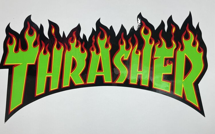 Thrasher Thrasher Flame Logo Large Sticker | Green  (T1)