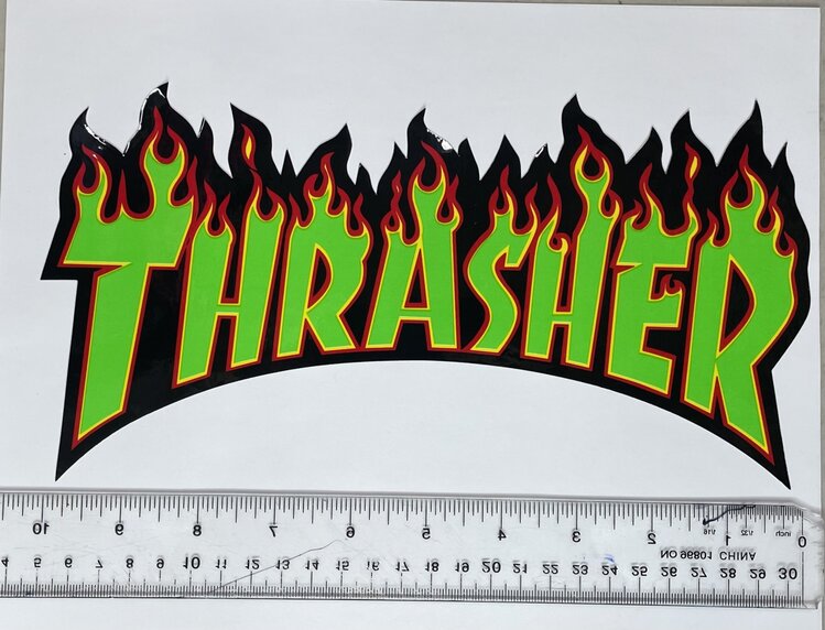 Thrasher Thrasher Flame Logo Large Sticker | Green  (T1)