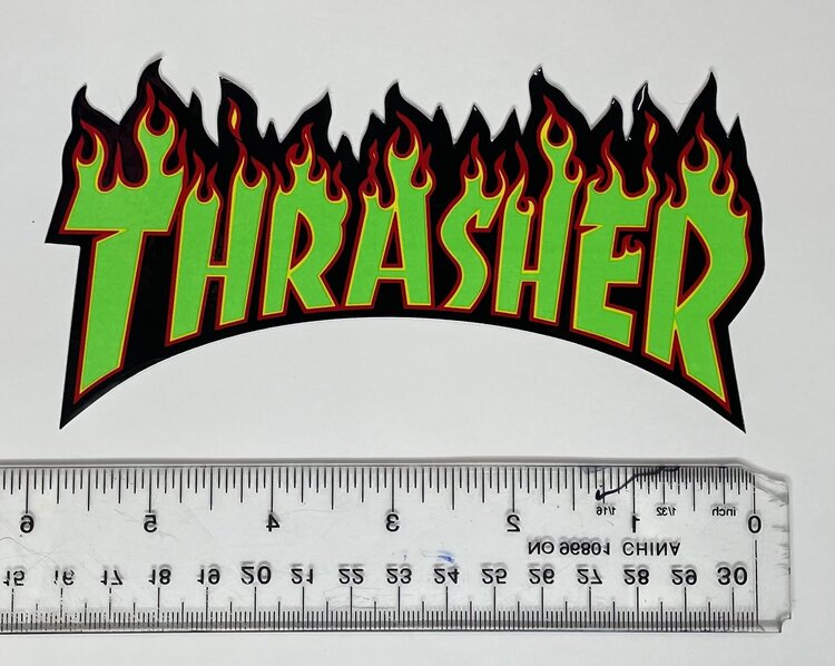 Thrasher Thrasher Flame Logo Medium Sticker | Green  (T5)