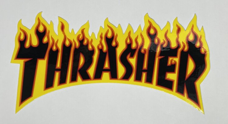 Thrasher Thrasher Flame Logo Medium Sticker | Black  (T6)