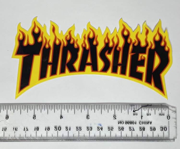 Thrasher Thrasher Flame Logo Medium Sticker | Black  (T6)