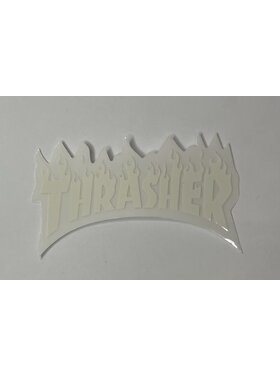 Thrasher Thrasher Flame Logo Small Sticker | White  (T9)