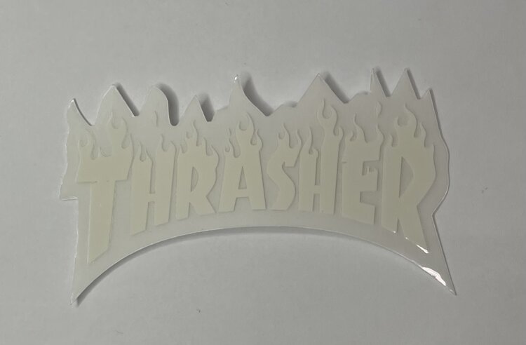 Thrasher Thrasher Flame Logo Small Sticker | White  (T9)