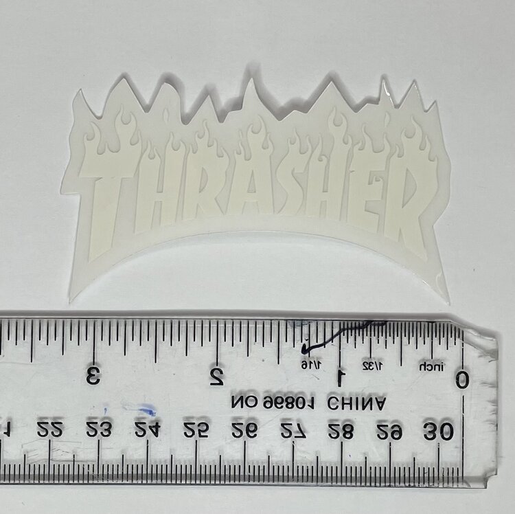 Thrasher Thrasher Flame Logo Small Sticker | White  (T9)