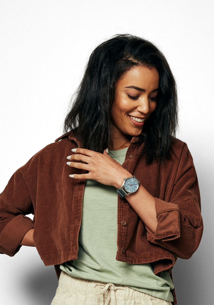 Nixon Nixon Sentry Leather | Silver/Dusty Blue/Dark Forest