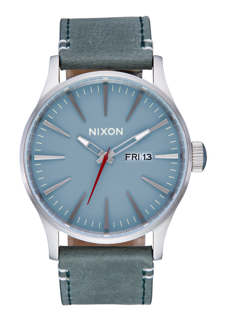 Nixon Nixon Sentry Leather | Silver/Dusty Blue/Dark Forest