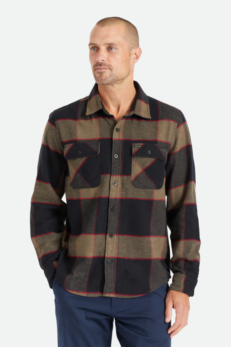 Brixton Brixton Bowery L/S Flannel (Mens) | Heather Grey/Charcoal