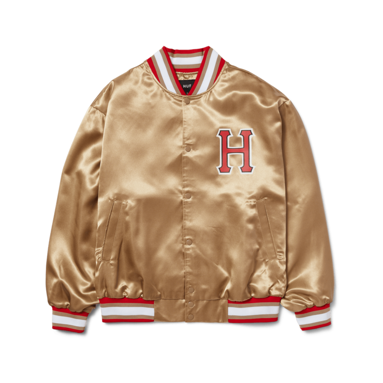 Huf Huf Crackerjack Satin Baseball Jacket | Oatmeal