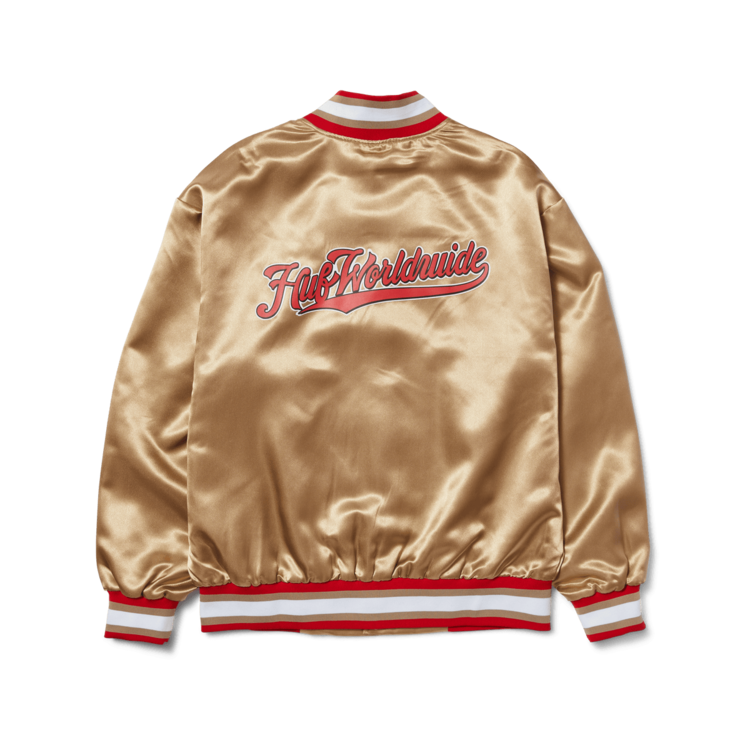 Huf Huf Crackerjack Satin Baseball Jacket | Oatmeal