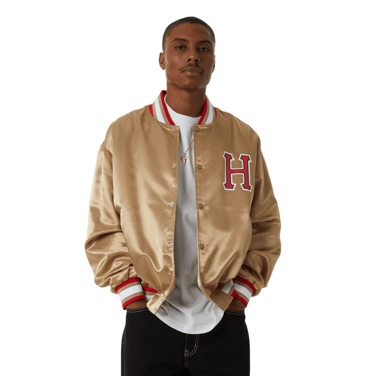 Huf Huf Crackerjack Satin Baseball Jacket | Oatmeal