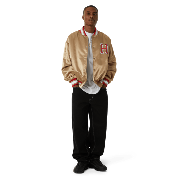 Huf Huf Crackerjack Satin Baseball Jacket | Oatmeal