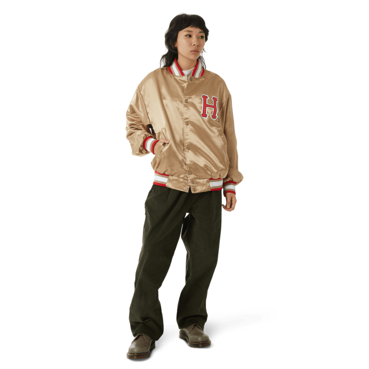 Huf Huf Crackerjack Satin Baseball Jacket | Oatmeal