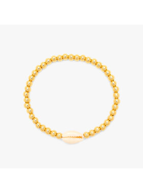 Pura Vida Pura Vida Cowrie Ball Bead Stretch Bracelet | Gold
