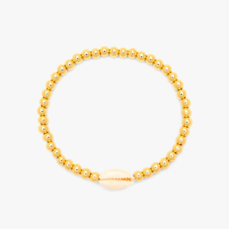 Pura Vida Pura Vida Cowrie Ball Bead Stretch Bracelet | Gold