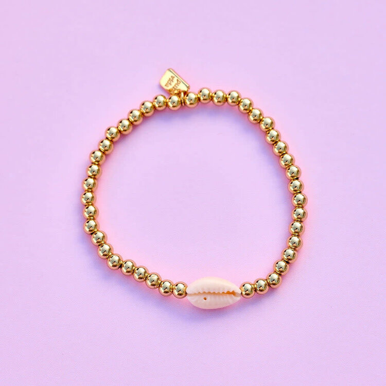 Pura Vida Pura Vida Cowrie Ball Bead Stretch Bracelet | Gold