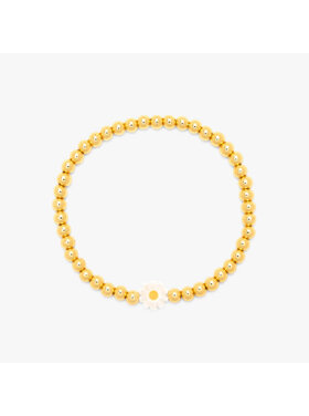 Pura Vida Pura Vida Daisy Ball Bead Stretch Bracelet | Gold
