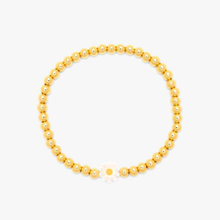 Pura Vida Pura Vida Daisy Ball Bead Stretch Bracelet | Gold