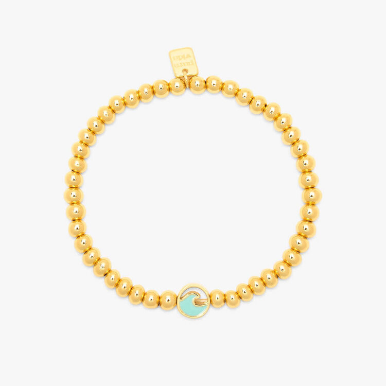 Pura Vida Pura Vida Enamel Wave Ball Bead Stretch Bracelet | Gold