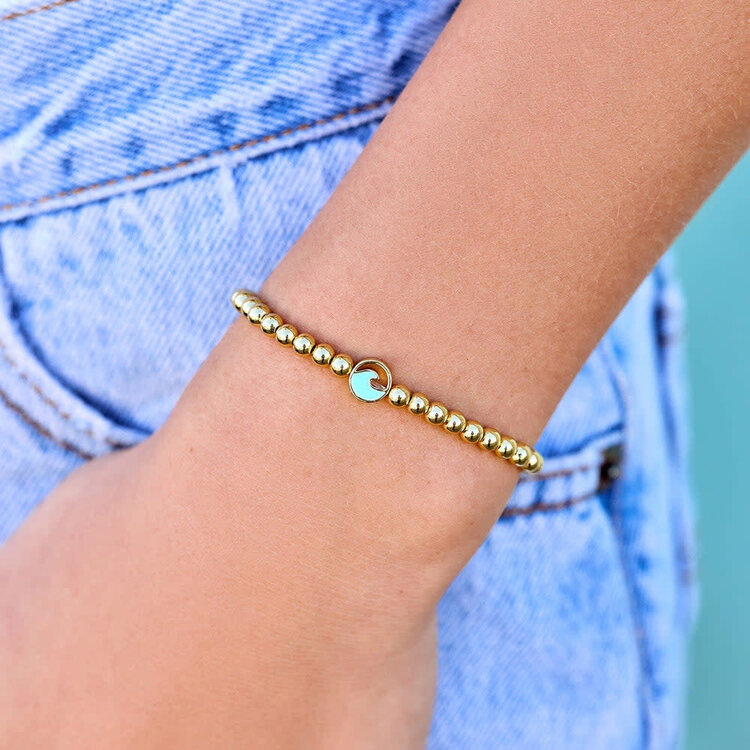 Pura Vida Pura Vida Enamel Wave Ball Bead Stretch Bracelet | Gold
