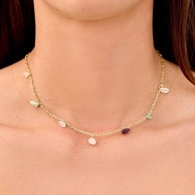Pura Vida Pura Vida Gemstone Drop Choker | Gold