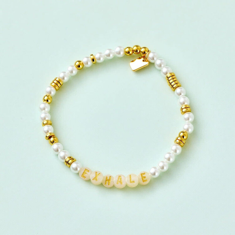 Pura Vida Pura Vida Mha Letter Bead Stretch Bracelet | Gold