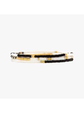 Pura Vida Pura Vida Mixed Sb Gold Stretch Bracelet Set Of 3 | Monochrome