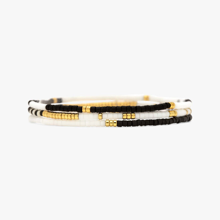 Pura Vida Pura Vida Mixed Sb Gold Stretch Bracelet Set Of 3 | Monochrome
