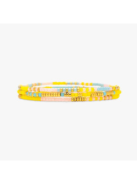 Pura Vida Pura Vida Mixed Sb Gold Stretch Bracelet Set Of 3 | Sunset Beach