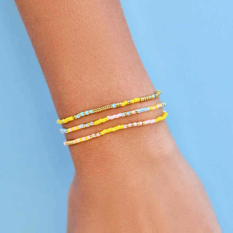 Pura Vida Pura Vida Mixed Sb Gold Stretch Bracelet Set Of 3 | Sunset Beach