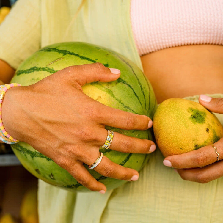 Pura Vida Pura Vida Mixed Sb Gold Stretch Ring Set Of 3 | Sunset Beach