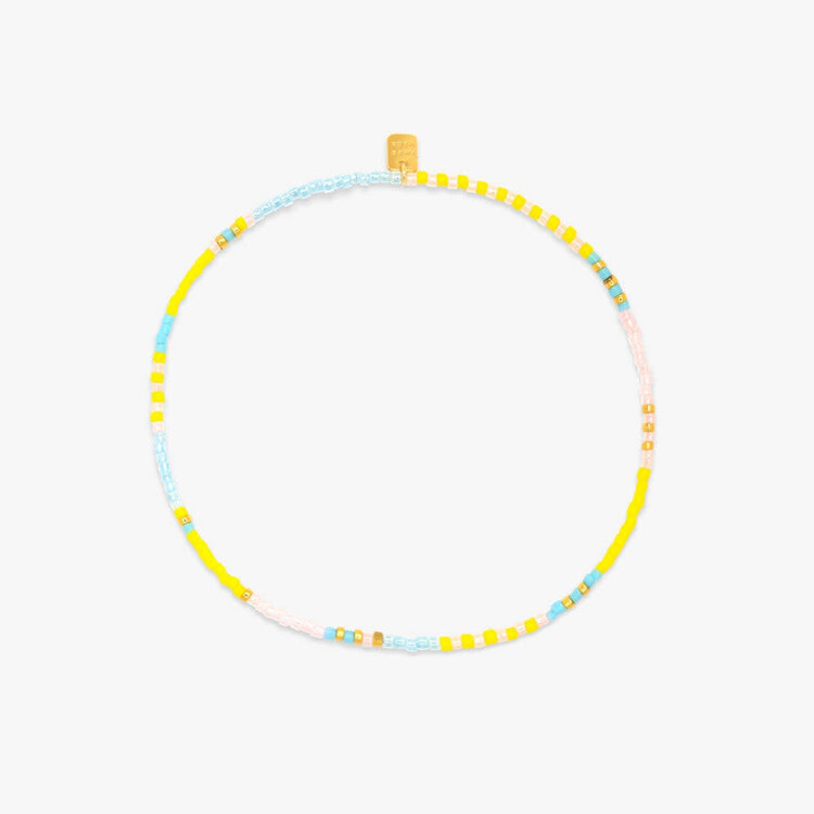 Pura Vida Pura Vida Mixed Seed Bead Gold Stretch Anklet | Sunset Beach
