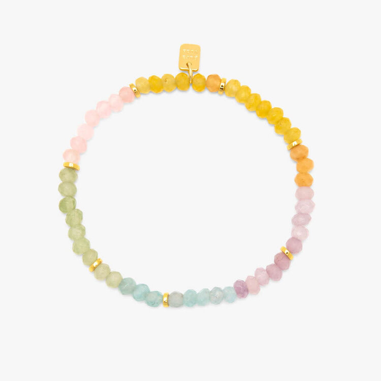 Pura Vida Pura Vida Ombre Rainbow Bead Stretch Bracelet | Gold