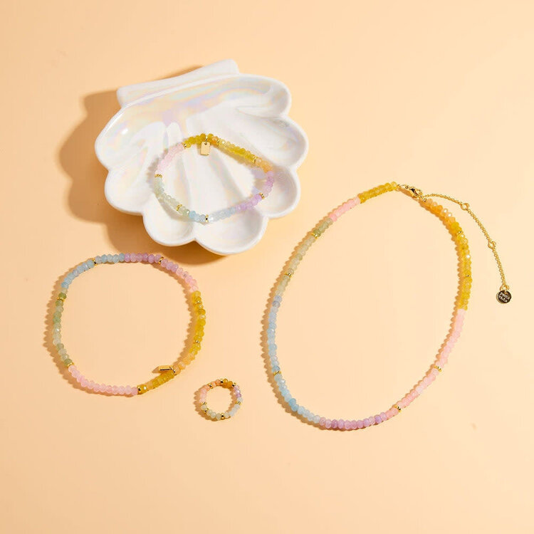 Pura Vida Pura Vida Ombre Rainbow Bead Stretch Bracelet | Gold