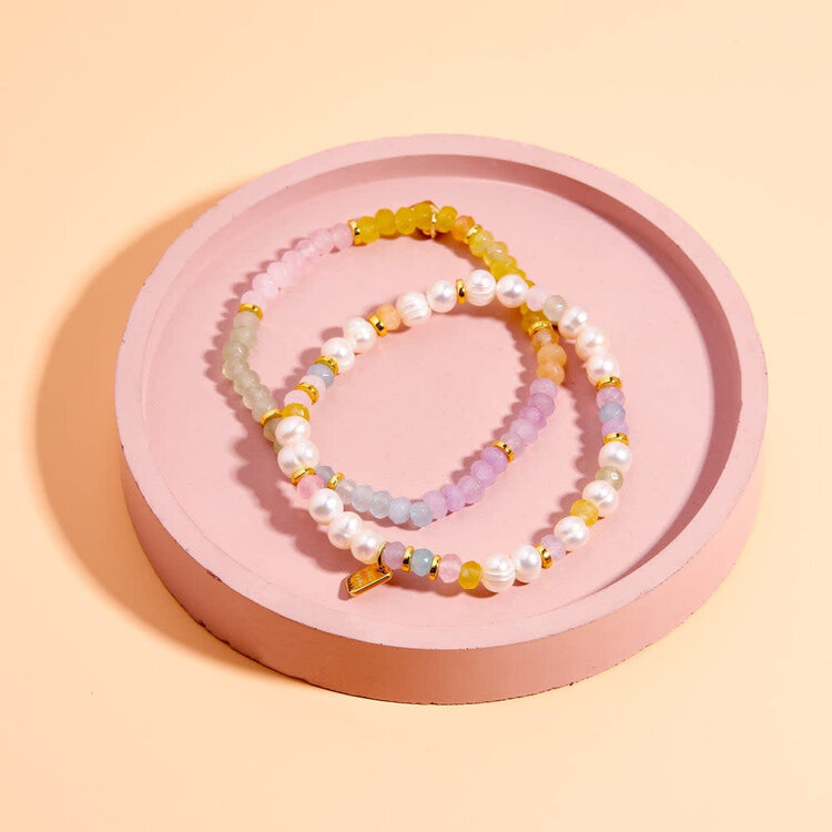 Pura Vida Pura Vida Ombre Rainbow Bead Stretch Bracelet | Gold