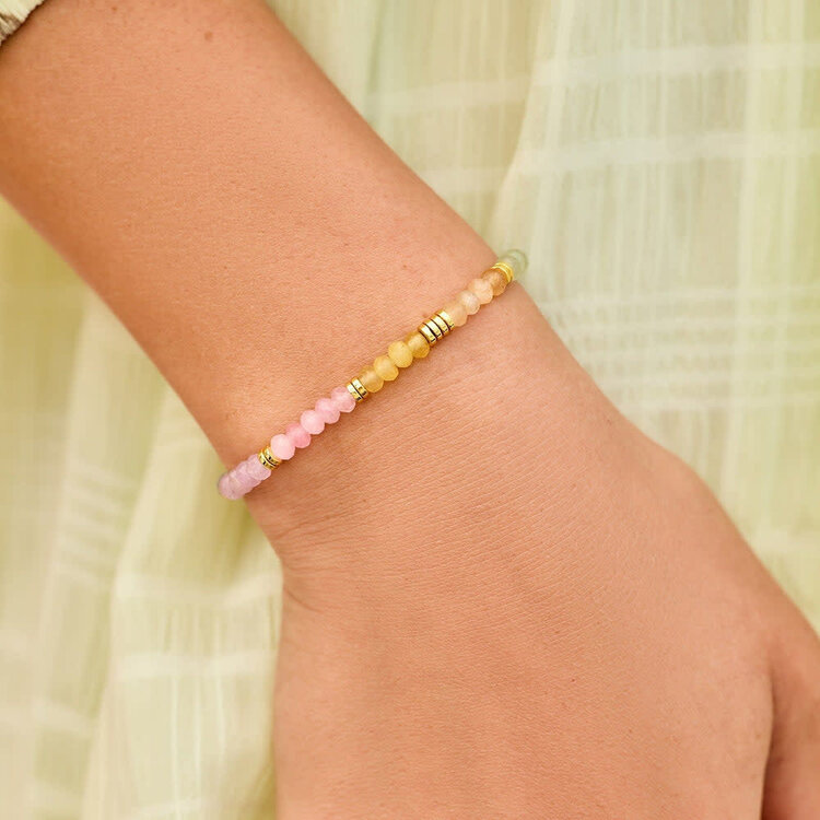 Pura Vida Pura Vida Ombre Rainbow Bead Stretch Bracelet | Gold
