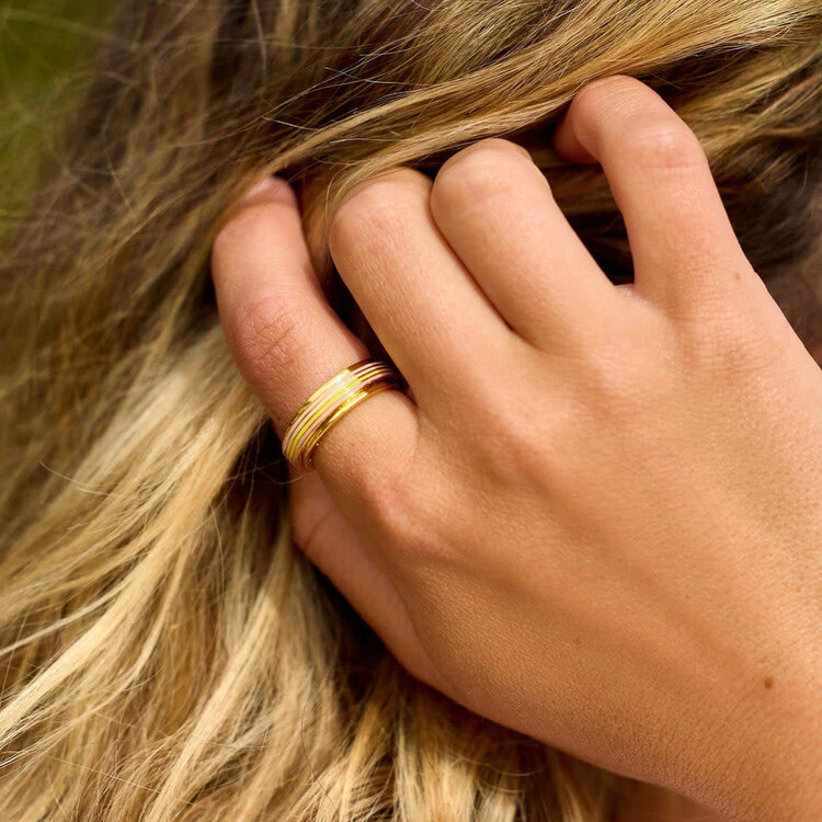 Pura Vida Pura Vida Pastel Stripe Fidget Ring | Gold