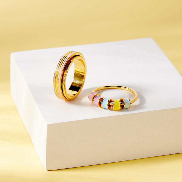 Pura Vida Pura Vida Pastel Stripe Fidget Ring | Gold