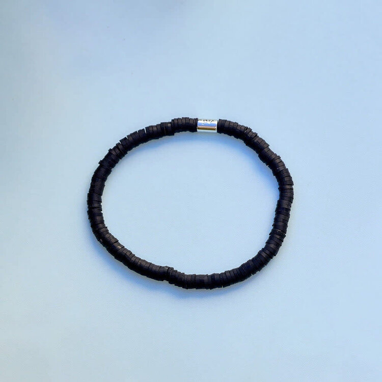 Pura Vida Pura Vida Seascape Vinyl Disc Stretch Bracelet | Black