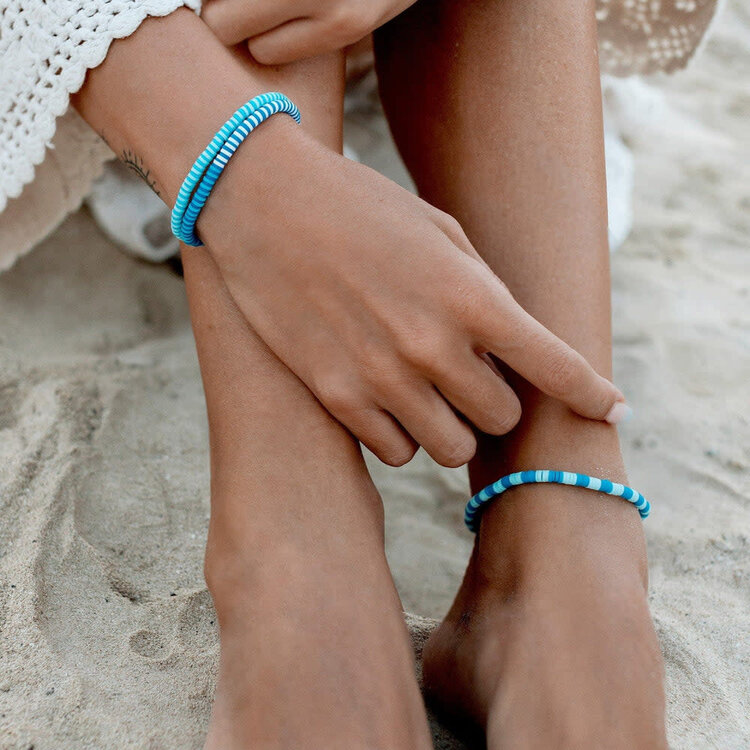 Pura Vida Pura Vida Seascape Vinyl Disc Stretch Bracelet | Cornflower