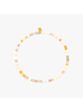 Pura Vida Pura Vida Venice Mixed Bead Stretch Anklet | Gold