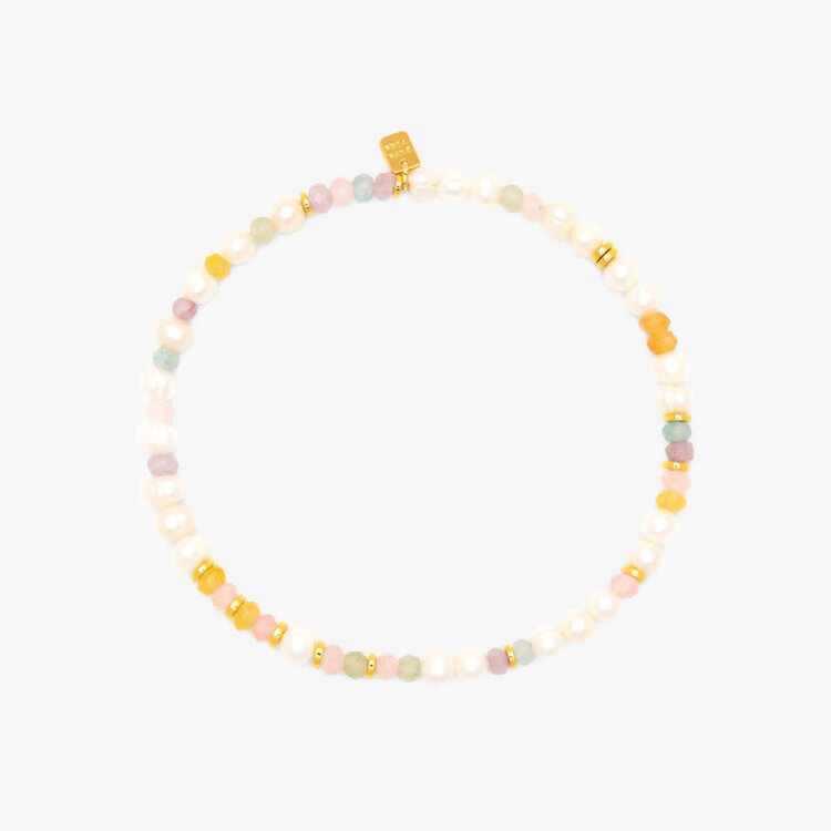 Pura Vida Pura Vida Venice Mixed Bead Stretch Anklet | Gold