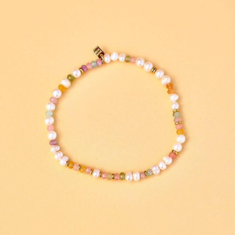 Pura Vida Pura Vida Venice Mixed Bead Stretch Anklet | Gold