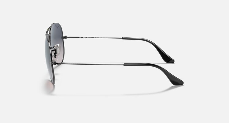 Ray Ban Ray Ban Aviator Large Metal Polished Gunmetal | Blue/Grey Polarized