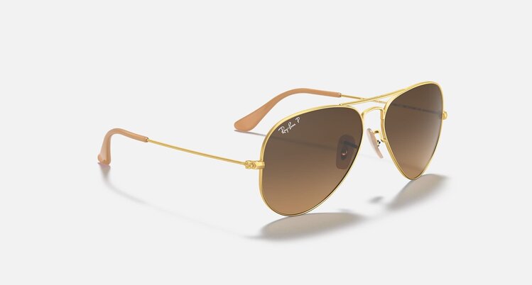 Ray Ban Ray Ban Aviator Large Metal Matte Gold | Brown Polarized