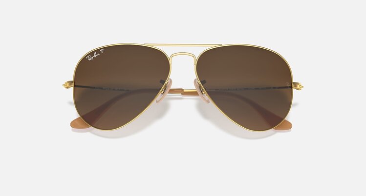 Ray Ban Ray Ban Aviator Large Metal Matte Gold | Brown Polarized