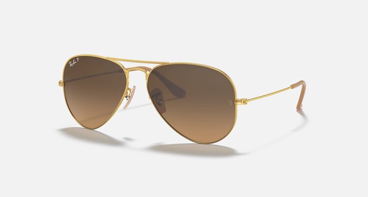 Ray Ban Ray Ban Aviator Large Metal Matte Gold | Brown Polarized